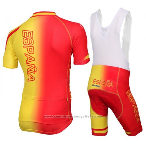2016 Maillot Cyclisme Espagne Jaune et Rouge Manches Courtes et Cuissard